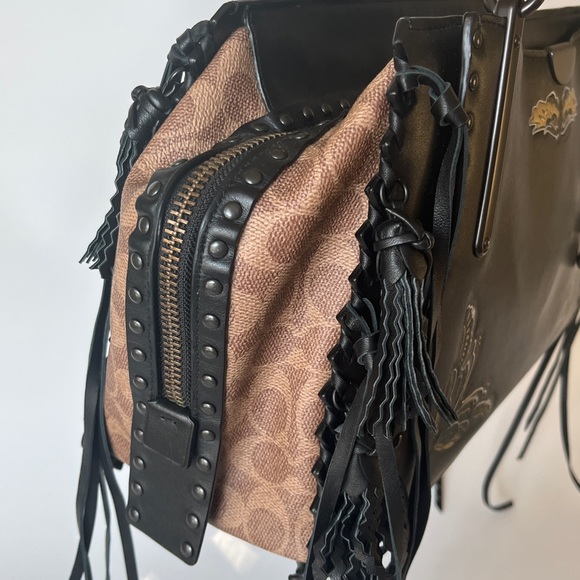 HTF Coach Dreamer 36 With Chelsea Tattoo Fringes Black 37122 EUC - Picture 5 of 15